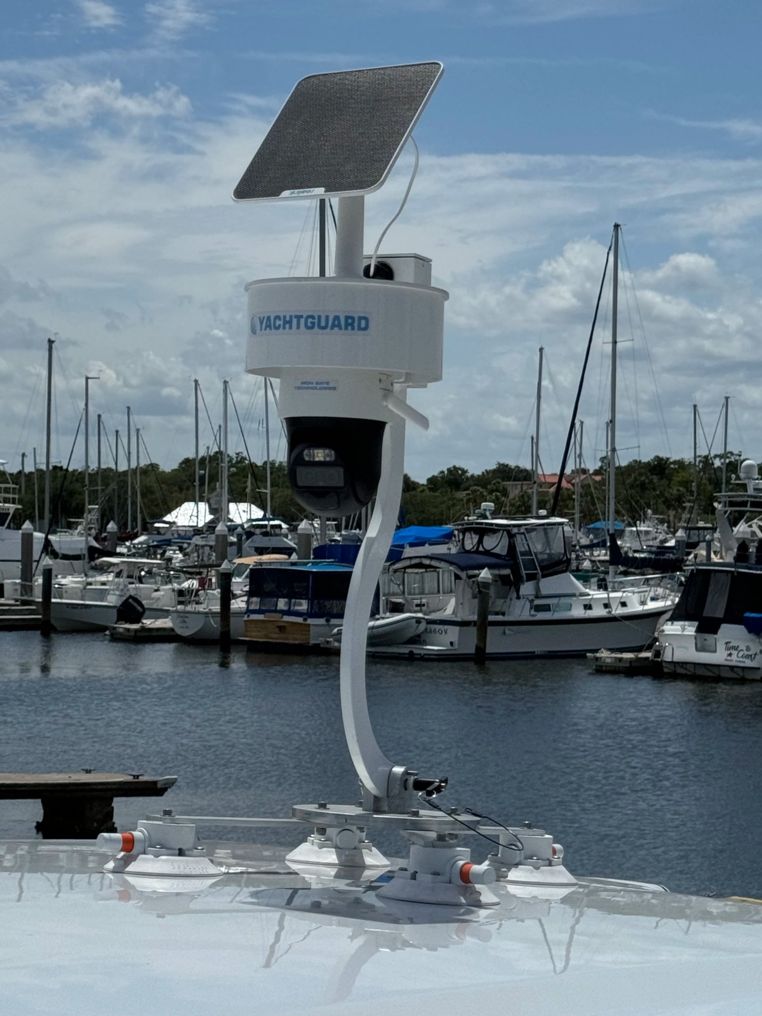 YachtGuard marine security camera system in white housing